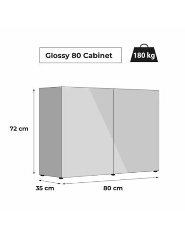 Aquael - Meuble GLOSSY 80 Noir (portes acrylique)