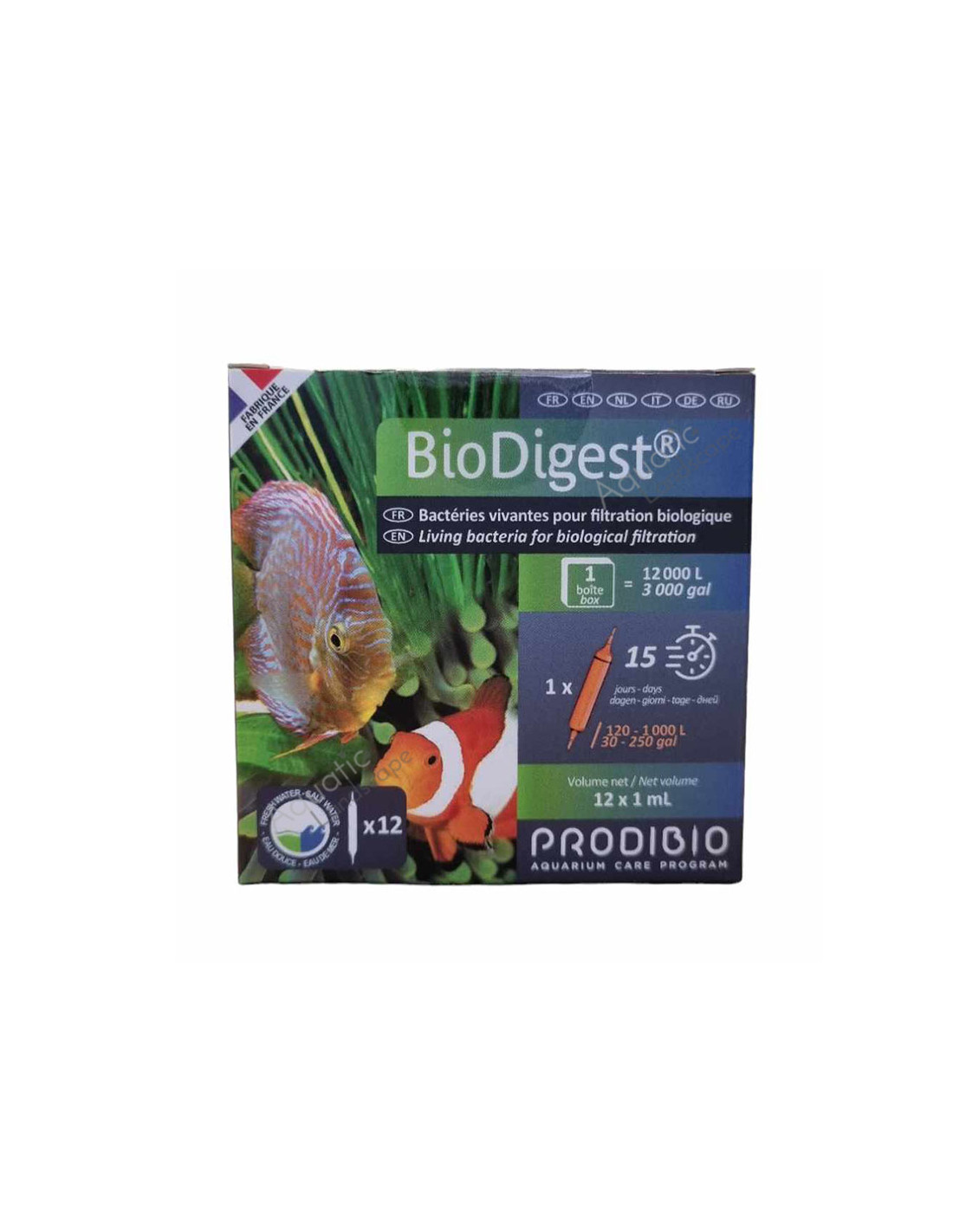 Prodibio BioDigest 12 ampoules - bactéries d'entretien aquarium 